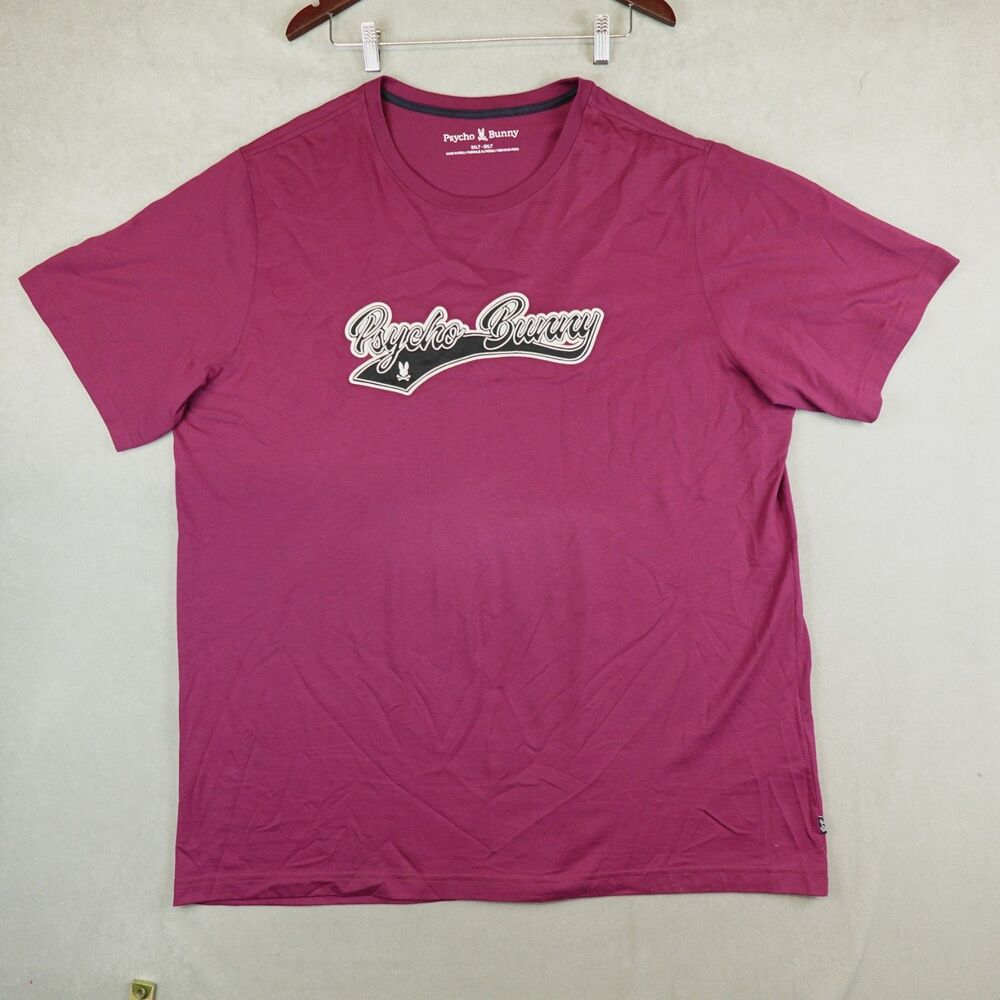 Psycho Bunny Shirt Men 3XLT Tall Maroon Pima Cotton Script Graphic Logo Tee Crew